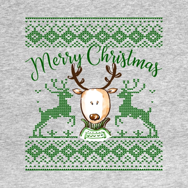 Ugly Sweater Style Reindeer Print by letnothingstopyou